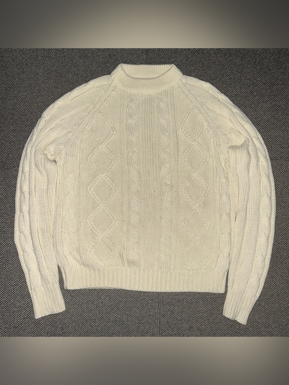 60s Cream Cable Knit Mock Neck Women’s Sweater